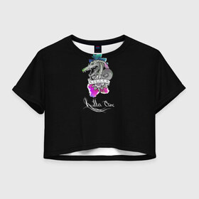 Женская футболка 3D укороченная с принтом Killer Croc , 100% полиэстер | круглая горловина, длина футболки до линии талии, рукава с отворотами | killer croc