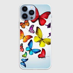 Чехол для iPhone 13 Pro Max с принтом Butterflies ,  |  | Тематика изображения на принте: бабочки | белый | картинка | лето | природа | рисунок | розовый | цвета
