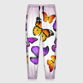 Мужские брюки 3D с принтом Butterflies , 100% полиэстер | манжеты по низу, эластичный пояс регулируется шнурком, по бокам два кармана без застежек, внутренняя часть кармана из мелкой сетки | бабочки | белый | картинка | лето | природа | рисунок | розовый | цвета