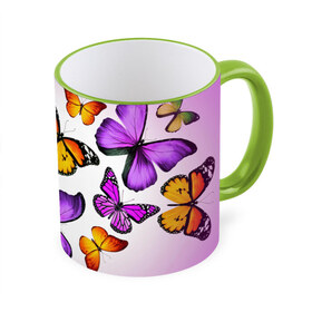 Кружка 3D с принтом Butterflies , керамика | ёмкость 330 мл | Тематика изображения на принте: бабочки | белый | картинка | лето | природа | рисунок | розовый | цвета