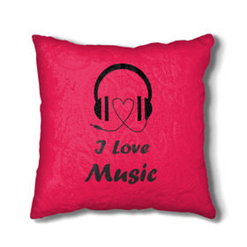 Подушка 3D с принтом Я люблю музыку , наволочка – 100% полиэстер, наполнитель – холлофайбер (легкий наполнитель, не вызывает аллергию). | состоит из подушки и наволочки. Наволочка на молнии, легко снимается для стирки | i love music | наушники | розовый | сердце