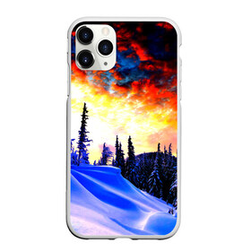 Чехол для iPhone 11 Pro матовый с принтом Зимний лес , Силикон |  | Тематика изображения на принте: вечер | закат | зима | лес | снег