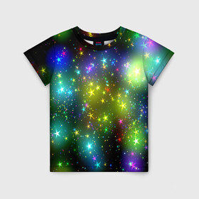 Детская футболка 3D с принтом Звёзды , 100% гипоаллергенный полиэфир | прямой крой, круглый вырез горловины, длина до линии бедер, чуть спущенное плечо, ткань немного тянется | вселенная | галактика | звезды