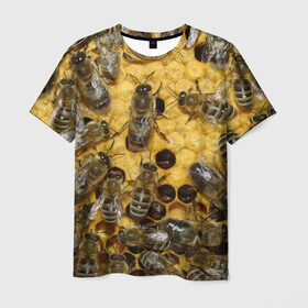 Мужская футболка 3D с принтом Пчела , 100% полиэфир | прямой крой, круглый вырез горловины, длина до линии бедер | Тематика изображения на принте: лето | мед | насекомые | оса | природа | пчелы | шмель