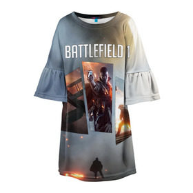 Детское платье 3D с принтом Battlefield 1 , 100% полиэстер | прямой силуэт, чуть расширенный к низу. Круглая горловина, на рукавах — воланы | battlefield | батла | батлфилд