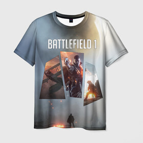 Мужская футболка 3D с принтом Battlefield 1 , 100% полиэфир | прямой крой, круглый вырез горловины, длина до линии бедер | battlefield | батла | батлфилд