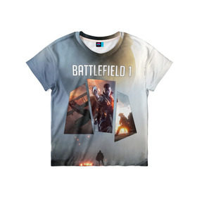 Детская футболка 3D с принтом Battlefield 1 , 100% гипоаллергенный полиэфир | прямой крой, круглый вырез горловины, длина до линии бедер, чуть спущенное плечо, ткань немного тянется | Тематика изображения на принте: battlefield | батла | батлфилд