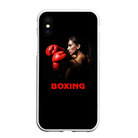 Чехол для iPhone XS Max матовый с принтом BOXING , Силикон | Область печати: задняя сторона чехла, без боковых панелей | бокс. box | боксёр | боксёрские перчатки | единоборства | спорт
