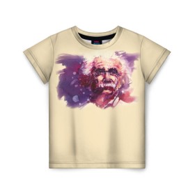 Детская футболка 3D с принтом Альберт Эйнштейн (Art) , 100% гипоаллергенный полиэфир | прямой крой, круглый вырез горловины, длина до линии бедер, чуть спущенное плечо, ткань немного тянется | Тематика изображения на принте: акварель | живопись | прикол | студент | эйнштейн