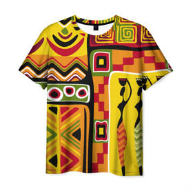 Мужская футболка 3D с принтом Африка , 100% полиэфир | прямой крой, круглый вырез горловины, длина до линии бедер | орнамент | этнический | этно | яркий