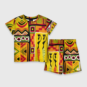 Детский костюм с шортами 3D с принтом АФРИКА  AFRICA ,  |  | орнамент | этнический | этно | яркий