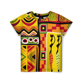 Детская футболка 3D с принтом Африка , 100% гипоаллергенный полиэфир | прямой крой, круглый вырез горловины, длина до линии бедер, чуть спущенное плечо, ткань немного тянется | Тематика изображения на принте: орнамент | этнический | этно | яркий
