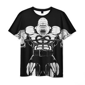 Мужская футболка 3D с принтом Strongman , 100% полиэфир | прямой крой, круглый вырез горловины, длина до линии бедер | bodybuilding | gym | house | know | power | бодибилдинг | горилла | культуризм | сила | спорт | фитнес
