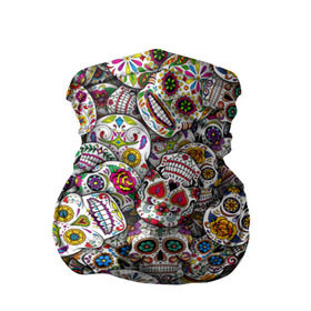 Бандана-труба 3D с принтом Мексиканские черепа , 100% полиэстер, ткань с особыми свойствами — Activecool | плотность 150‒180 г/м2; хорошо тянется, но сохраняет форму | calavera | sugar skull | день мертвых | мексика | традиция | узоры | цветы