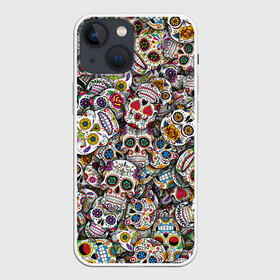 Чехол для iPhone 13 mini с принтом Мексиканские черепа ,  |  | calavera | sugar skull | день мертвых | мексика | традиция | узоры | цветы
