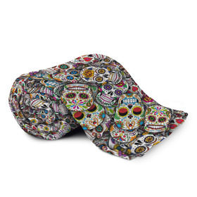 Плед 3D с принтом Мексиканские черепа , 100% полиэстер | закругленные углы, все края обработаны. Ткань не мнется и не растягивается | calavera | sugar skull | день мертвых | мексика | традиция | узоры | цветы