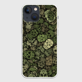 Чехол для iPhone 13 mini с принтом Камуфляж (Мексиканские черепа) ,  |  | sugar skull | мексика | паттерн | сахарный череп | скелет