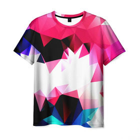 Мужская футболка 3D с принтом Полигон цветов , 100% полиэфир | прямой крой, круглый вырез горловины, длина до линии бедер | Тематика изображения на принте: разноцветный | яркий