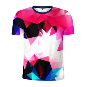 Мужская футболка 3D спортивная с принтом Полигон цветов , 100% полиэстер с улучшенными характеристиками | приталенный силуэт, круглая горловина, широкие плечи, сужается к линии бедра | Тематика изображения на принте: разноцветный | яркий