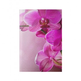 Обложка для паспорта матовая кожа с принтом Орхидея , натуральная матовая кожа | размер 19,3 х 13,7 см; прозрачные пластиковые крепления | 
