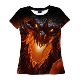 Женская футболка 3D с принтом Огнедышащий дракон , 100% полиэфир ( синтетическое хлопкоподобное полотно) | прямой крой, круглый вырез горловины, длина до линии бедер | дракон | змей | монстр | огонь | пасть | пламя | прикольные картинки