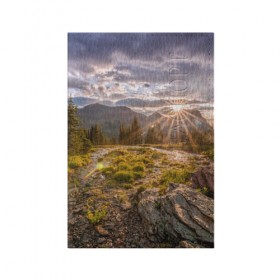 Обложка для паспорта матовая кожа с принтом Восход , натуральная матовая кожа | размер 19,3 х 13,7 см; прозрачные пластиковые крепления | Тематика изображения на принте: горы | лес | небо | пейзаж | природа | солнце