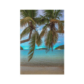 Обложка для паспорта матовая кожа с принтом Пальма , натуральная матовая кожа | размер 19,3 х 13,7 см; прозрачные пластиковые крепления | Тематика изображения на принте: море | отдых | отпуск | пальмы | пляж | солнце | туризм