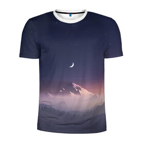 Мужская футболка 3D спортивная с принтом Ночное небо , 100% полиэстер с улучшенными характеристиками | приталенный силуэт, круглая горловина, широкие плечи, сужается к линии бедра | mountains | sky | space | астрономия | горы | космос | небо | ночное небо