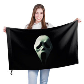 Флаг 3D с принтом Крик , 100% полиэстер | плотность ткани — 95 г/м2, размер — 67 х 109 см. Принт наносится с одной стороны | scream | крик | маска | ужастик | ужасы