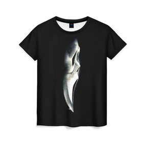 Женская футболка 3D с принтом Крик , 100% полиэфир ( синтетическое хлопкоподобное полотно) | прямой крой, круглый вырез горловины, длина до линии бедер | scream | крик | маска | ужастик | ужасы