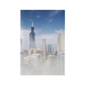 Обложка для паспорта матовая кожа с принтом Chicago , натуральная матовая кожа | размер 19,3 х 13,7 см; прозрачные пластиковые крепления | 