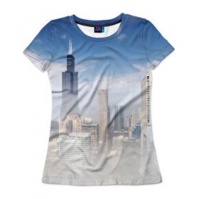 Женская футболка 3D с принтом Chicago , 100% полиэфир ( синтетическое хлопкоподобное полотно) | прямой крой, круглый вырез горловины, длина до линии бедер | 