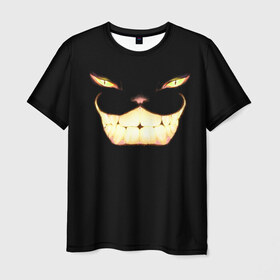 Мужская футболка 3D с принтом Чеширский кот , 100% полиэфир | прямой крой, круглый вырез горловины, длина до линии бедер | Тематика изображения на принте: кот | кошка