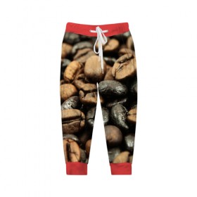 Детские брюки 3D с принтом зерна кофе , 100% полиэстер | манжеты по низу, эластичный пояс регулируется шнурком, по бокам два кармана без застежек, внутренняя часть кармана из мелкой сетки | зерна | кофе