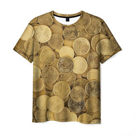 Мужская футболка 3D с принтом монетки , 100% полиэфир | прямой крой, круглый вырез горловины, длина до линии бедер | деньги | евро | копейки | мелочёвка | мелочь | монеты