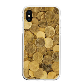 Чехол для iPhone XS Max матовый с принтом монетки , Силикон | Область печати: задняя сторона чехла, без боковых панелей | деньги | евро | копейки | мелочёвка | мелочь | монеты