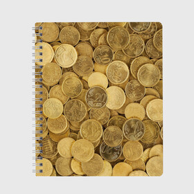 Тетрадь с принтом монетки , 100% бумага | 48 листов, плотность листов — 60 г/м2, плотность картонной обложки — 250 г/м2. Листы скреплены сбоку удобной пружинной спиралью. Уголки страниц и обложки скругленные. Цвет линий — светло-серый
 | деньги | евро | копейки | мелочёвка | мелочь | монеты