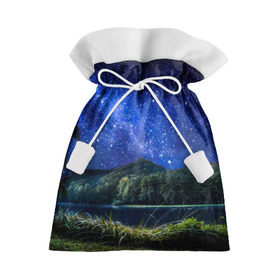 Подарочный 3D мешок с принтом Ночная природа , 100% полиэстер | Размер: 29*39 см | горы | звезды | небо | озеро | природа