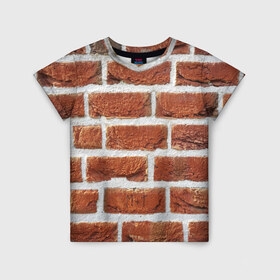 Детская футболка 3D с принтом старая кирпичная стена , 100% гипоаллергенный полиэфир | прямой крой, круглый вырез горловины, длина до линии бедер, чуть спущенное плечо, ткань немного тянется | камни | кирпич | постройка | стена | стройка | цемент