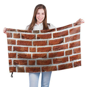 Флаг 3D с принтом старая кирпичная стена , 100% полиэстер | плотность ткани — 95 г/м2, размер — 67 х 109 см. Принт наносится с одной стороны | камни | кирпич | постройка | стена | стройка | цемент