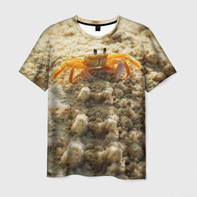 Мужская футболка 3D с принтом Краб , 100% полиэфир | прямой крой, круглый вырез горловины, длина до линии бедер | море | отпуск | песок | пляж | солнце | туризм