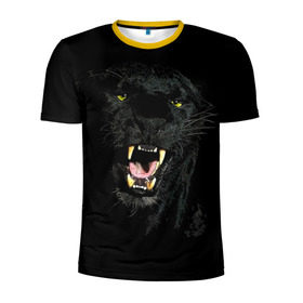 Мужская футболка 3D спортивная с принтом Чёрная пантера , 100% полиэстер с улучшенными характеристиками | приталенный силуэт, круглая горловина, широкие плечи, сужается к линии бедра | кошка | оскал | пантера | прикольные картинки