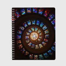 Тетрадь с принтом витражи , 100% бумага | 48 листов, плотность листов — 60 г/м2, плотность картонной обложки — 250 г/м2. Листы скреплены сбоку удобной пружинной спиралью. Уголки страниц и обложки скругленные. Цвет линий — светло-серый
 | архитектура | витражи | витражные стекла | стекла
