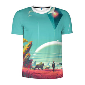 Мужская футболка 3D спортивная с принтом No Man`s Sky , 100% полиэстер с улучшенными характеристиками | приталенный силуэт, круглая горловина, широкие плечи, сужается к линии бедра | 
