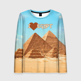 Женский лонгслив 3D с принтом Egypt , 100% полиэстер | длинные рукава, круглый вырез горловины, полуприлегающий силуэт | египет | заграница | отдых | отпуск | пирамиды | турист