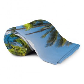 Плед 3D с принтом Пальмы , 100% полиэстер | закругленные углы, все края обработаны. Ткань не мнется и не растягивается | море | отдых | отпуск | пальмы | пляж | солнце | туризм