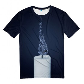 Мужская футболка 3D с принтом Свеча , 100% полиэфир | прямой крой, круглый вырез горловины, длина до линии бедер | Тематика изображения на принте: 