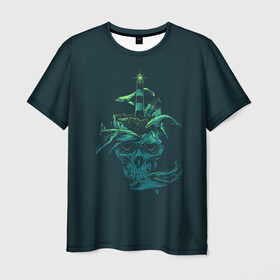Мужская футболка 3D с принтом Sea of Whales , 100% полиэфир | прямой крой, круглый вырез горловины, длина до линии бедер | Тематика изображения на принте: 