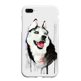 Чехол для iPhone 7Plus/8 Plus матовый с принтом Хаски , Силикон | Область печати: задняя сторона чехла, без боковых панелей | голова животного | кутёнок | прикольные картинки | собака | щенок
