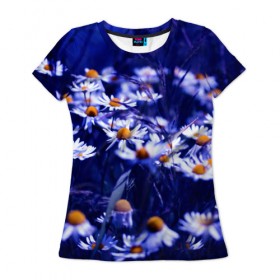 Женская футболка 3D с принтом Ромашки , 100% полиэфир ( синтетическое хлопкоподобное полотно) | прямой крой, круглый вырез горловины, длина до линии бедер | лепестки | прикольные картинки | ромашки | цветочки | цветы
